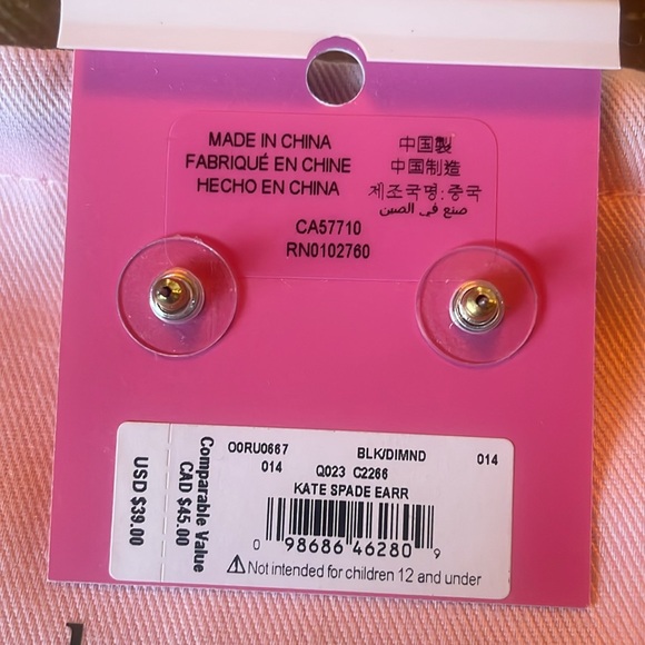 NEW Kate Spade ♠️ Black Diamond 💎 Gum Drop Earrings - Picture 2 of 4